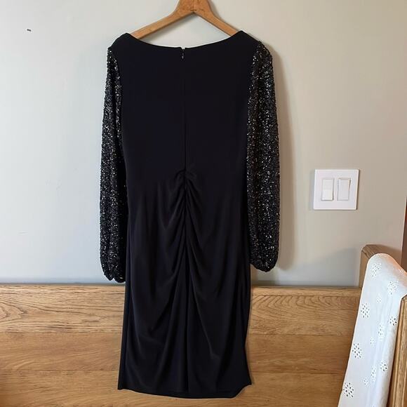 ADRIANNA PAPELL NWT Gathered Knit Wrap V-Neck Elbow Sleeve Wrap Dress Size 10 - Picture 8 of 8
